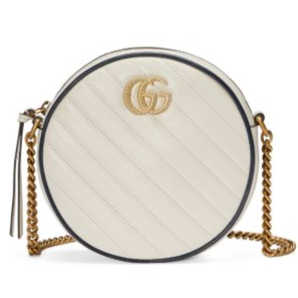 Gucci Handbags - Gucci Ivory blue Circle Crossbody Bag with Gold Chain